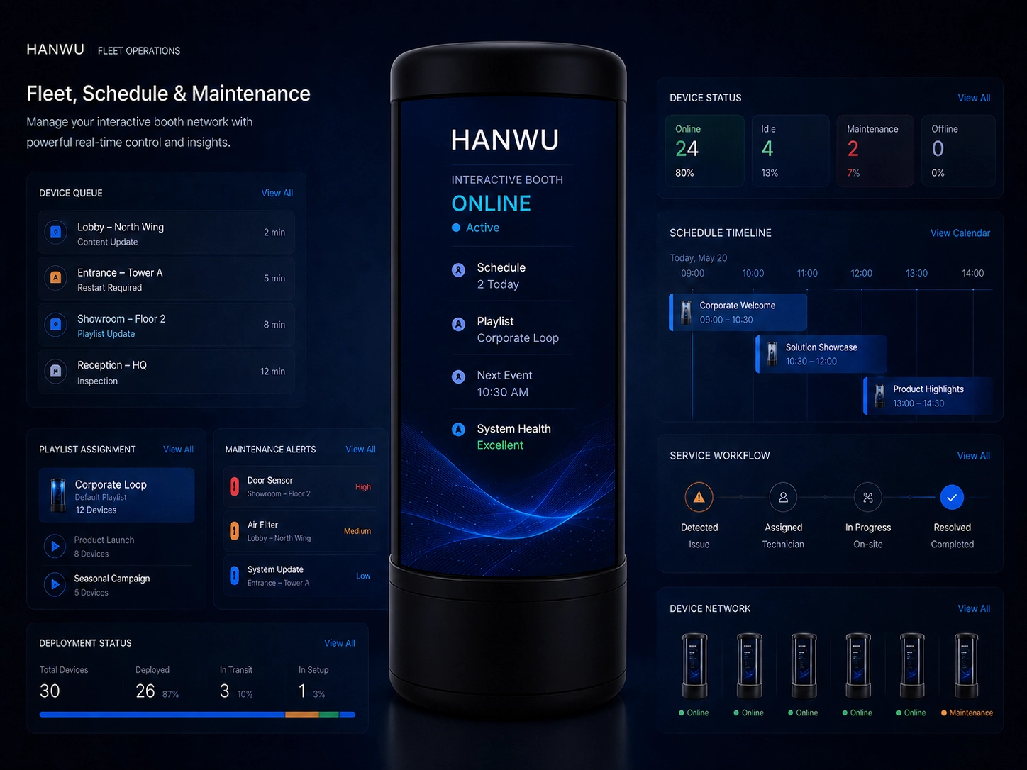 Content library and playlists interface screen
